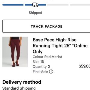 Base Pace High-Rise Running Tight 25" in Red Merlot